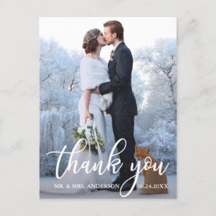 Elegante trouwkaarten bedankt bruid bruidegom foto briefkaart