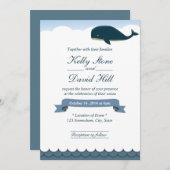 Elegante trouwkaarten met vliegende walvis kaart (Voorkant / Achterkant)
