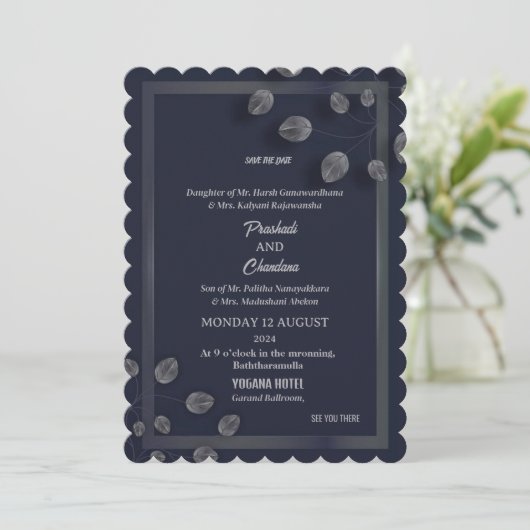 Elegante trouwkaarten save the date (Staand voorkant)