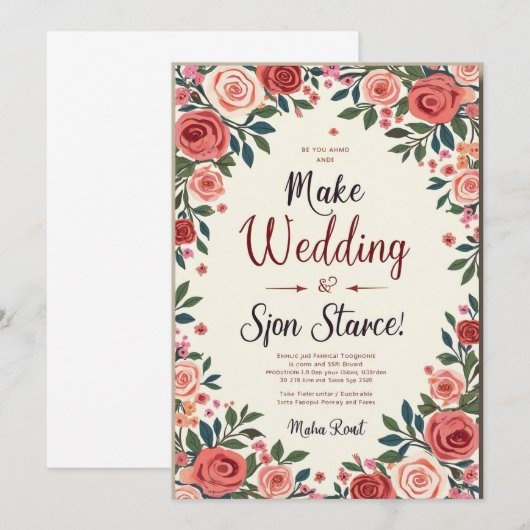 Elegante Trouwkaarten: Vier de Liefde met Stijl Kaart (Voorkant / Achterkant)