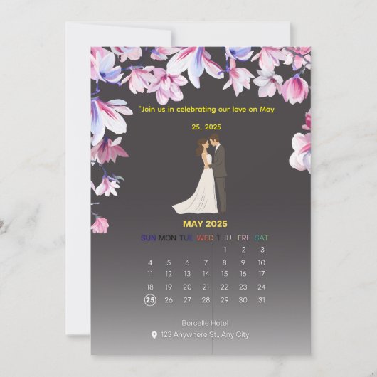 Elegante Trouwkalender Uitnodiging (Voorkant)
