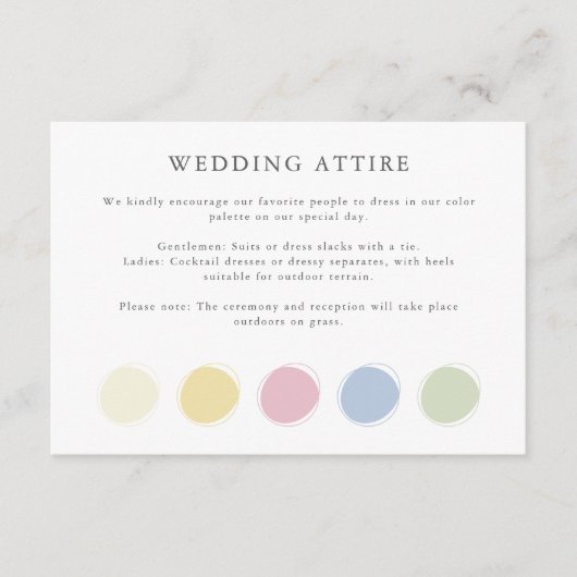 Elegante Trouwkleding Kleding Code Kleurenpalet Informatiekaartje (Voorkant)