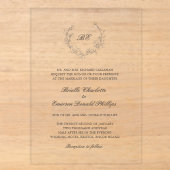 Elegante trouwkrans met monogram acryl uitnodigingen (Voorkant)
