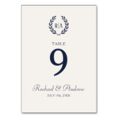 Elegante Trouwkrans Monogram Marine Cream Kaart (Voorkant)