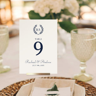 Elegante Trouwkrans Monogram Marine Cream Kaart