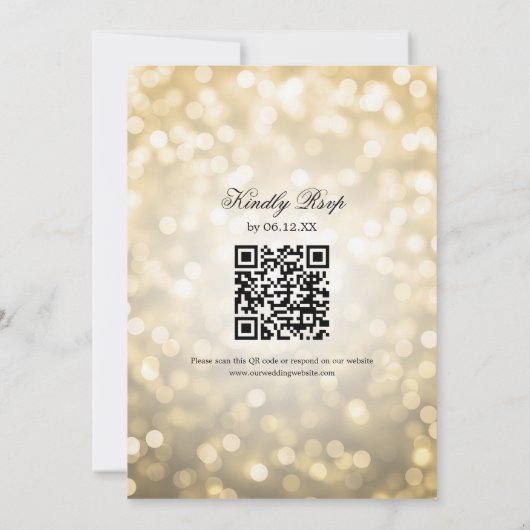 Elegante trouwlichten Gold QR RSVP Kaart (Achterkant)