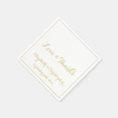 Elegante Trouwliefde Bedankt Nep Goud Wit Papier Servet (Hoek)
