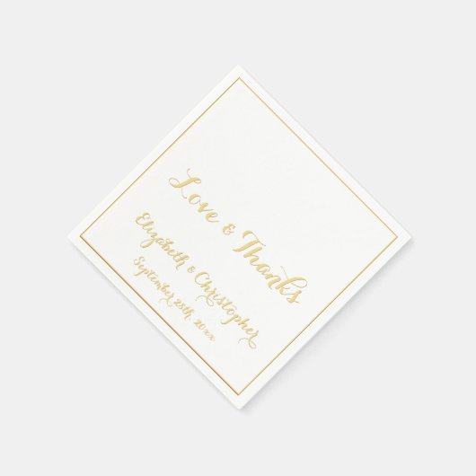 Elegante Trouwliefde Dank Faux Goud Wit Papier Servet (Hoek)