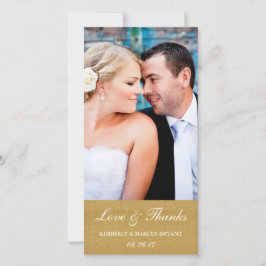 Elegante trouwliefde en dank foto kaart / Goud