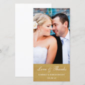 Elegante trouwliefde en dank foto kaart / Goud (Voorkant / Achterkant)