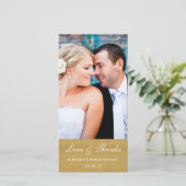 Elegante trouwliefde en dank foto kaart / Goud (Staand voorkant)