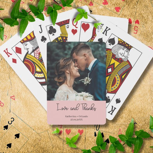 Elegante Trouwliefde en Dank Foto Roze Blush Pokerkaarten