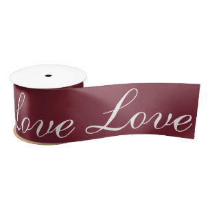 Elegante Trouwliefde Maroon Donkerrood Burgundy Satijnen Lint