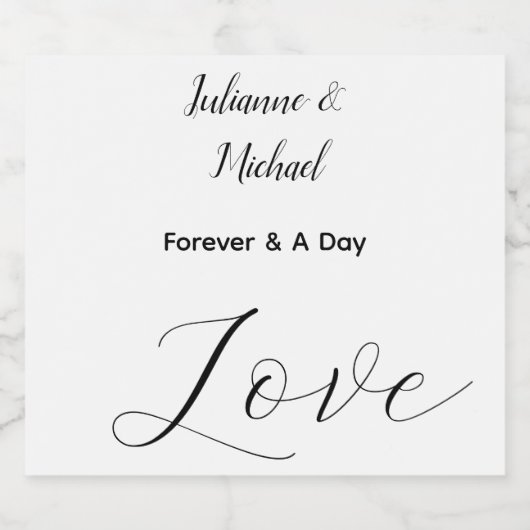 Elegante Trouwliefde Sparkling Wijnetiket (Enkel label)