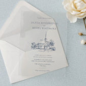 Elegante trouwlocatie schets minimalistische bruil kaart