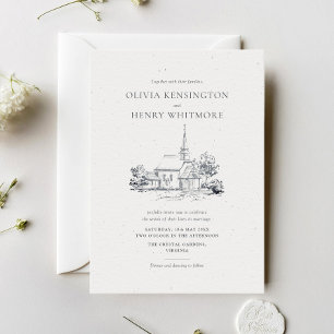 Elegante trouwlocatie schets minimalistische bruil kaart