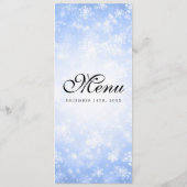 Elegante trouwmenu Blauwe Winter Wonderland Menu (Achterkant)