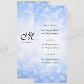 Elegante trouwmenu Blauwe Winter Wonderland Menu (Voorkant / Achterkant)