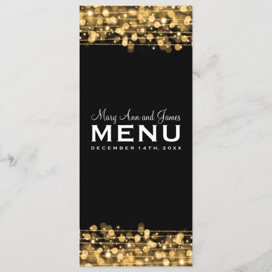 Elegante Trouwmenu Feest Glitters Goud Menu (Achterkant)