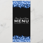 Elegante Trouwmenu Feest Vonken Blauw Menu (Achterkant)