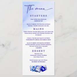 Elegante trouwmenu in blauw en zilver menu