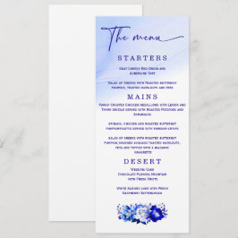 Elegante trouwmenu in blauw en zilver menu