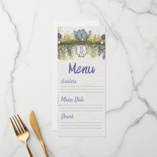 Elegante Trouwmenu Kaart 4x9. 5 (Voorkant / Achterkant in situ)