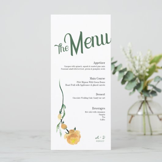 Elegante trouwmenu menu (Staand voorkant)