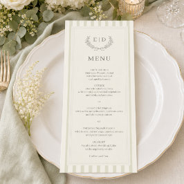 Elegante Trouwmenu met Strepen in Saliegroen en Mo Menu