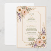 Elegante trouwmenu met wilde bloemen. kaart (Voorkant / Achterkant)