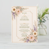 Elegante trouwmenu met wilde bloemen. kaart (Staand voorkant)