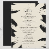 Elegante trouwmenukaart Bot zwart Twee hoofdgerech (Voorkant / Achterkant)