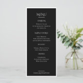 Elegante Trouwmenukaart Zwart & Wit Menu (Staand voorkant)