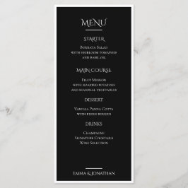 Elegante Trouwmenukaart Zwart & Wit Menu