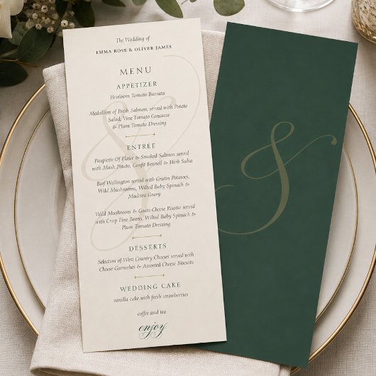Elegante Trouwmenu's met Emonogram in Goud Menu