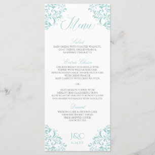 Elegante trouwmenus Nadine (licht turquoise) Menu