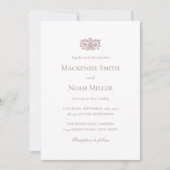Elegante Trouwmonogram Uitnodiging Sierlijk Roze (Voorkant)