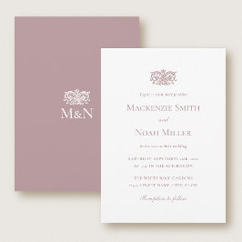 Elegante Trouwmonogram Uitnodiging Sierlijk Roze