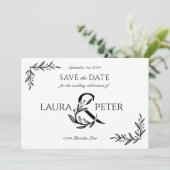 Elegante trouwmonogrammen met bloemend ampersand kaart (Staand voorkant)