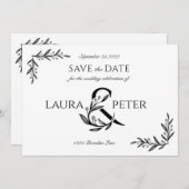 Elegante trouwmonogrammen met bloemend ampersand kaart (Voorkant / Achterkant)