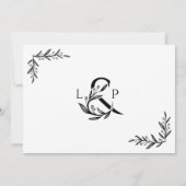 Elegante trouwmonogrammen met bloemige ampersand kaart (Achterkant)