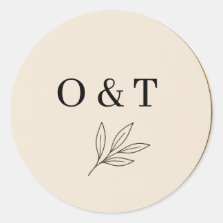 Elegante Trouwmonogramsticker – Persoonlijk Ronde Sticker