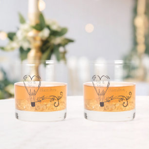 Elegante Trouwnaam Hete Luchtballon Gepersonalisee Whisky Glas
