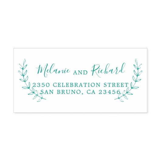 Elegante Trouwnamen Botanisch Terugkeeradres Zelfinktende Stempel (Design)
