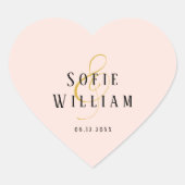 Elegante Trouwnamen Datum Blush Peah Sticker (Voorkant)