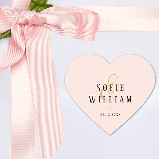 Elegante Trouwnamen Datum Blush Peah Sticker