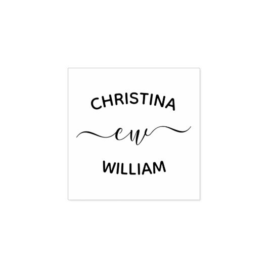 Elegante Trouwnamen en Initialen Bruiloft Rubberstempel (Afrduk)