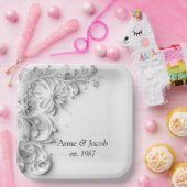 Elegante Trouwpapier Quilling Border Papieren Bordje (Feest)