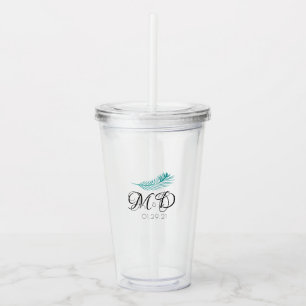 Elegante trouwparen Palmblad jubileum Acryl Drinkbeker