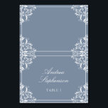 Elegante Trouwplaats/Naam Kaarten (Stoffig Blauw)<br><div class="desc">Nadine Wedding Place Card Tenten (Dusty Blue): Deze elegante tenten van de plaatskaart zullen rijkdom aan uw huwelijkstafels toevoegen! Voor escortkaarten (kaarten die uw gasten meenemen wanneer ze voor het eerst naar uw receptie lopen), houdt u uw tafelnummer op. Voor plaatskaarten (kaarten die je vooraf instelt aan tafels... meestal vergezeld...</div>